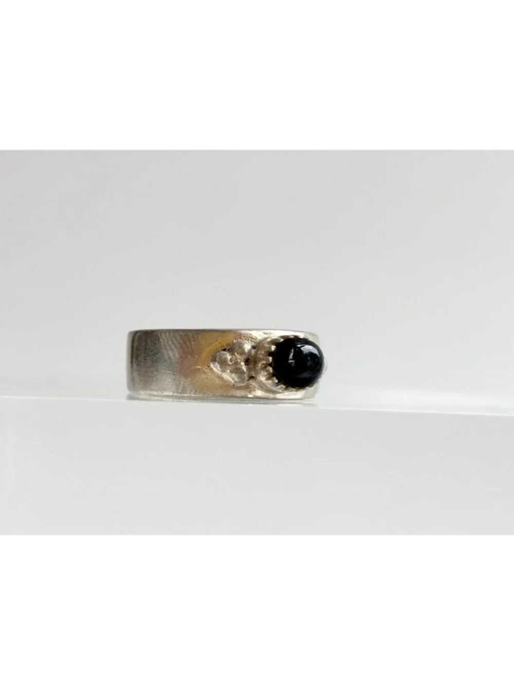 Southwest Style Minimalist Black Onyx Sterling Silver 925 Vintage Ring - sz 6.75